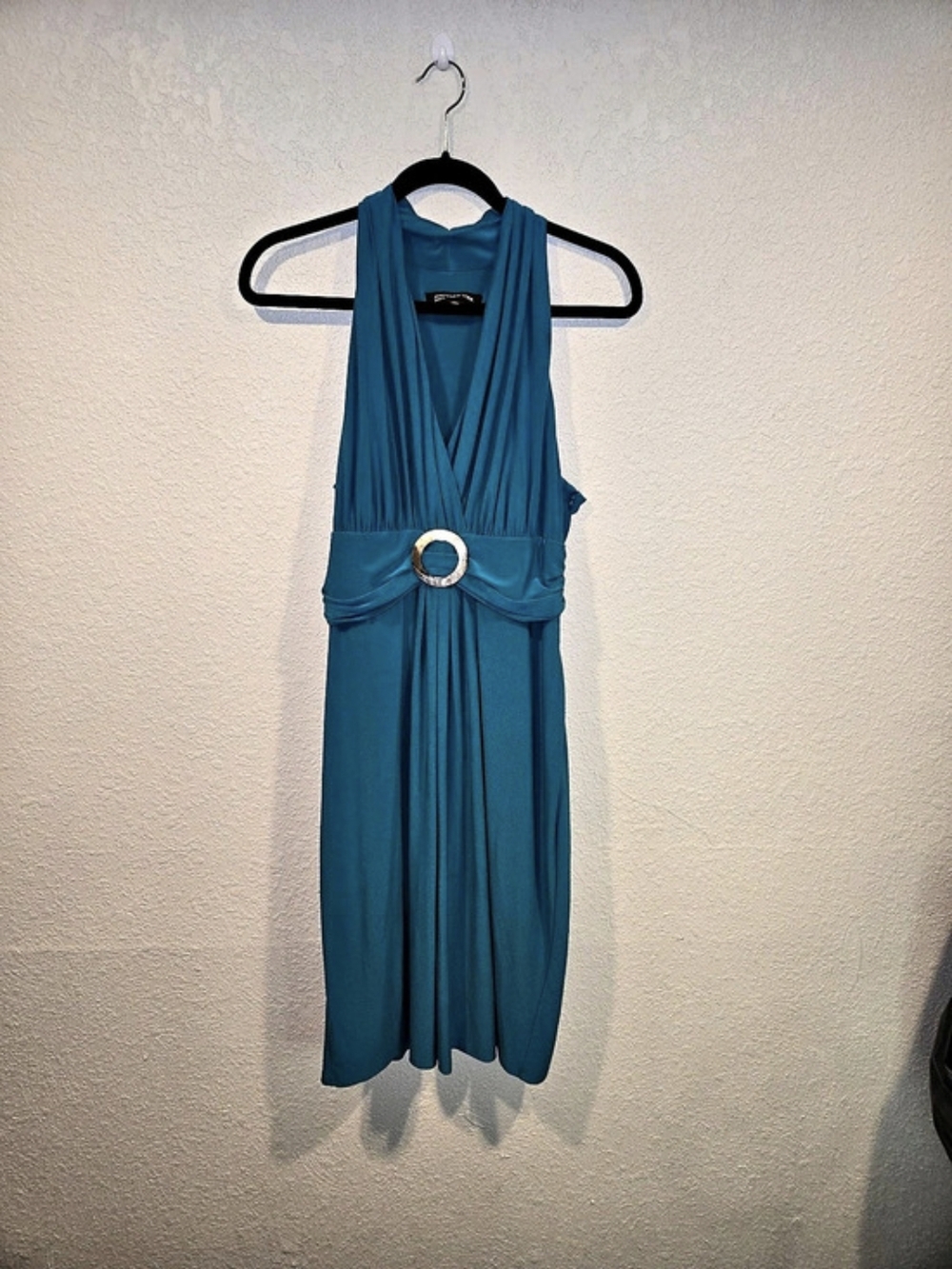 Jones New York Pleated Mid Length Maxi Dress in Blue Size L 14  Like New